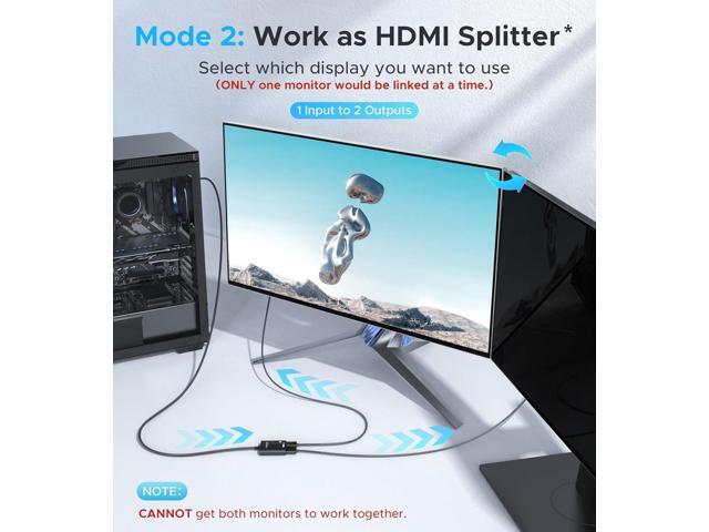 HDMI Switch 2 in 1 Out 4K@60Hz, WARRKY 3.3ft Fixed Braided HDMI Cable, Aluminum Case, HDCP 2.2 Bidirectional 2x1 Switcher Splitter UHD Compatible...