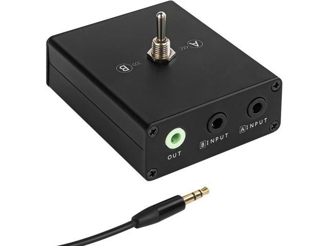 3.5 mm Audio Switcher, 2 Ports Audio Splitter Box (2 in 1 Out / 1 in 2 Out) Mini Headphone Manual Selector Converter with Bonus 47.2 in (120 cm)...