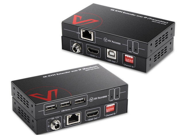 4K HDMI USB KVM Extender TCP/IP Over Single Cat5e/6/6a/7 up to 120M(390ft), 1080P@120Hz, Plug & Play, Keyboard & Mouse Over Network, Zero Latency,...