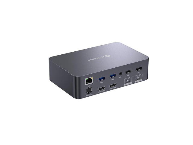 AV Access KVM Switch Dock 2 Monitors 2 Laptops, 4K KVM Switch Dual Monitor, 2 USB-C MST Ports, 60W PD for Each PC, 1G Ethernet, EDID Emulation,...