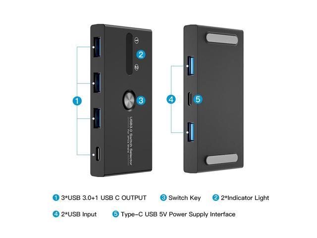 USB c Switch,USB switcher 2 Computers Sharing USB C & A Devices, 4 Port USB Switcher Sharing Keyboard and Mouse, Printer/Scanner USB Switch Hub...