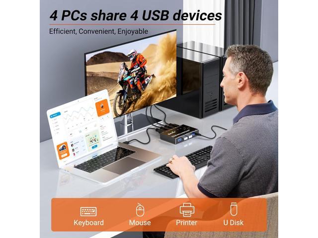 USB 3.0 Switch 4 Computers,MLEEDA 4 Port USB Switch Selector for 4 Computer Share 4 USB Devices,Keyboard Mouse Switch,USB Switcher with Wired...