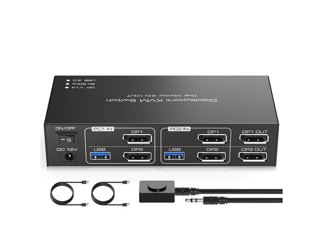 Displayport KVM Switch Dual Monitor 8K@60Hz/4K@120Hz USB 3.0 DP 1.4 KVM Switch f