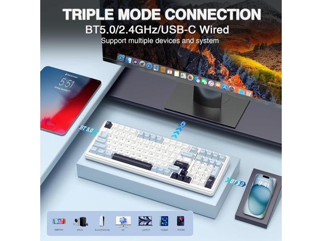 AULA F99 Wireless Mechanical Keyboard, Hot Swappable Custom Keyboard,Pre-lubed Linear Switches,Gasket Structure,RGB Backlit Gaming Keyboard...