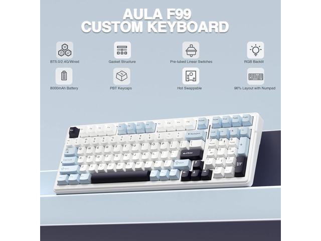 AULA F99 Wireless Mechanical Keyboard, Hot Swappable Custom Keyboard,Pre-lubed Linear Switches,Gasket Structure,RGB Backlit Gaming Keyboard...
