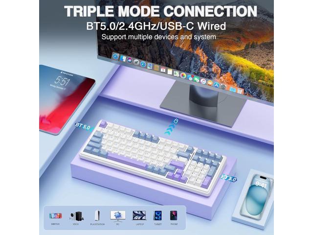 AULA F99 Wireless Mechanical Keyboard,Tri-mode BT5.0/2.4GHz/USB-C Hot Swappable Custom Keyboard,Pre-lubed Linear Switches,Gasket Structure,RGB...