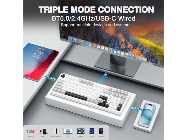 AULA F99 Wireless Mechanical Keyboard,Tri-Mode BT5.0/2.4GHz/USB-C Hot Swappable Custom Keyboard,Pre-lubed Linear Switches,Gasket Structure,RGB...
