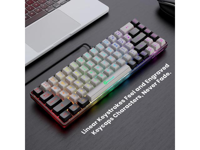 65% Gaming Keyboard, Wired Backlit Mini Keyboard, Ultra-Compact Anti-Ghosting No-Conflict 68 Keys Membrane Gaming Wired Keyboard for PC Laptop...