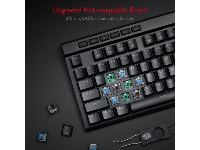 K580 VATA RGB LED Backlit Mechanical Gaming Keyboard with Macro Keys & Dedicated Media Controls, Hot-Swappable Socket, Onboard Macro Recording...
