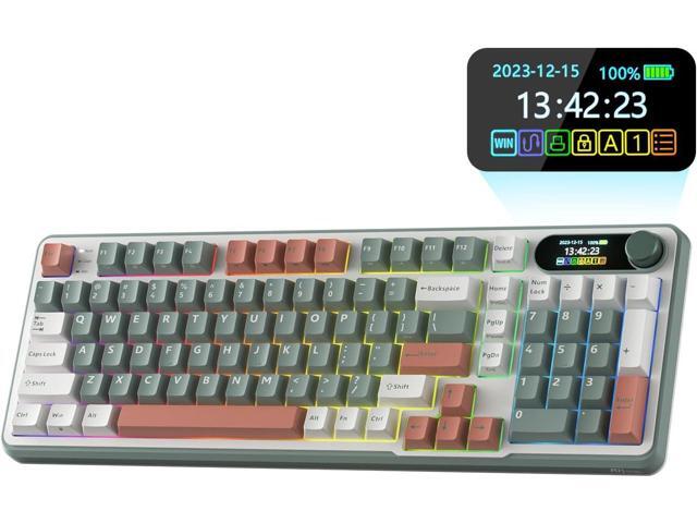 RK ROYAL KLUDGE S98 Mechanical Keyboard w/Smart Display & Knob, Top Mount 96% Wireless Mechanical Keyboard BT/2.4G/USB-C, Hot Swappable, Software...
