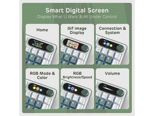 S98 Mechanical Keyboard w/Smart Display & Knob, Top Mount 96% Wireless Mechanical Keyboard BT/2.4G/USB-C, Hot Swappable, Software Support, Creamy...