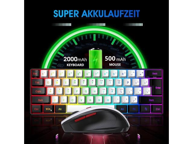 2.4G Wireless Gaming Keyboard and Mouse Combo, Include Mini 60% Merchanical Feel RGB Backlit Keyboard, Ergonomic Vertical Feel Small Wireless...