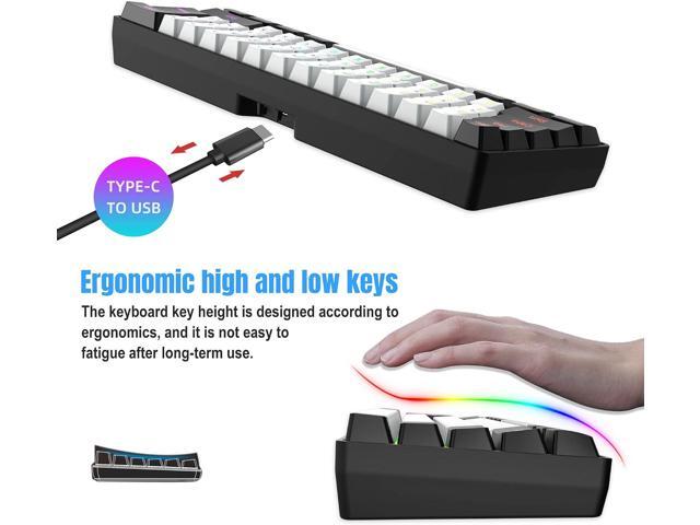 2.4G Wireless Gaming Keyboard and Mouse Combo, Include Mini 60% Merchanical Feel RGB Backlit Keyboard, Ergonomic Vertical Feel Small Wireless...
