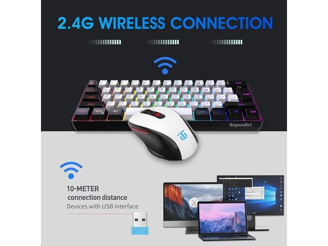 2.4G Wireless Gaming Keyboard and Mouse Combo, Include Mini 60% Merchanical Feel RGB Backlit Keyboard, Ergonomic Vertical Feel Small Wireless...