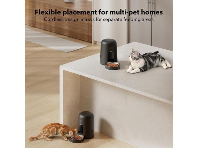 Automatic Cat Feeder, Wi-Fi Rechargeable Cat Food Dispenser Battery-Operated with 30-Day Life, AIR 2.4G Wi-Fi Timed Pet Feeder for Cat & Dog, 2L...