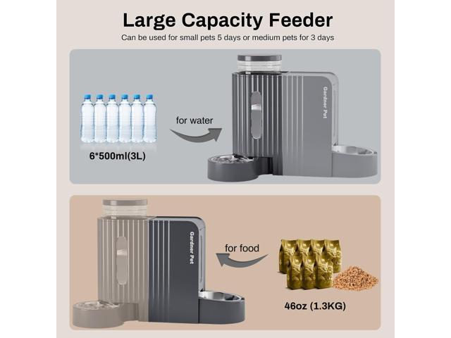 Pet Automatic Gravity Cat Food Feeder and Water Dispenser Stainless Steel Two-in-One Set Large Capacity Dispenser for Pets Dogs, Puppies, Kittens,...