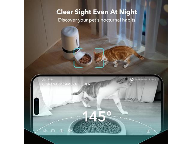Automatic Cat Feeder with Camera, 1080P HD Video with Night Vision, 5G WiFi Pet Feeder with 2-Way Audio, Low Food & Blockage Sensor, Motion & Sound...