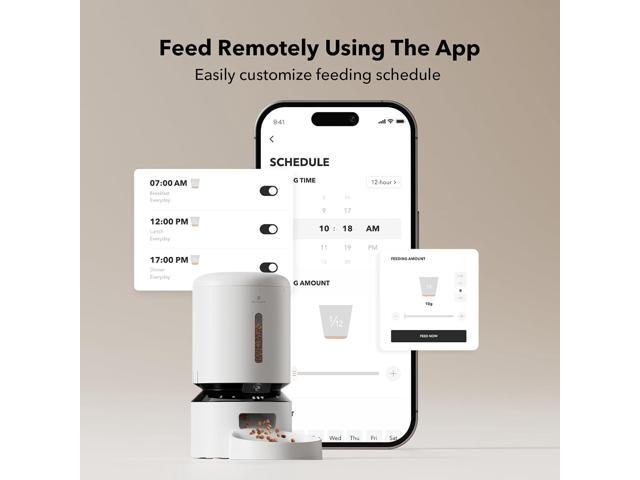 Automatic Cat Feeder with Camera, 1080P HD Video with Night Vision, 5G WiFi Pet Feeder with 2-Way Audio, Low Food & Blockage Sensor, Motion & Sound...