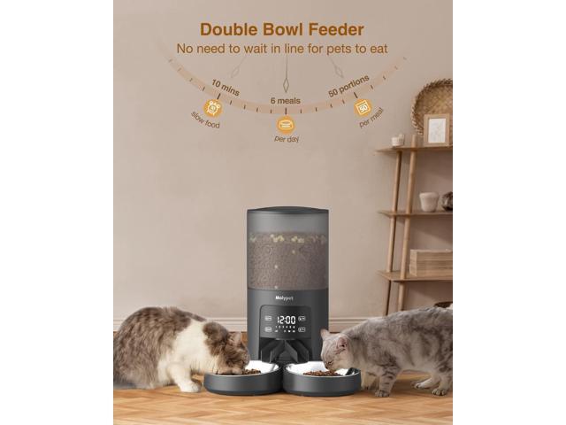 Automatic Cat Feeders for 2 Cats - 6L Cat Food Dispenser with Double Bowls, Programmable Timed Cat Feeder up to 6 Meals per Day with 10S Voice...