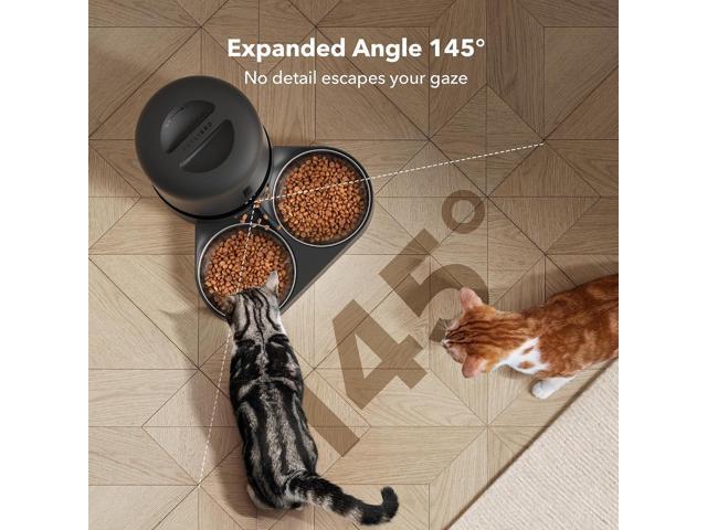 Automatic Cat Feeder with Camera for Two Cats, 1080P HD Video with Night Vision, 5G WiFi Pet Feeder with 2-Way Audio for Cat & Dog, Low Food &...