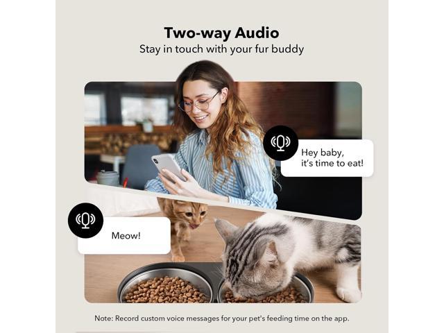 Automatic Cat Feeder with Camera for Two Cats, 1080P HD Video with Night Vision, 5G WiFi Pet Feeder with 2-Way Audio for Cat & Dog, Low Food &...