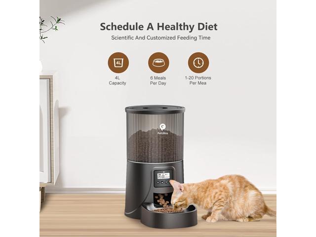 Automatic Cat Feeder: 4L Timed Auto Cat Feeder- Dry Cat Food Dispenser Programmable Control 1-6 Meals for Cats and Small Medium Dogs Dual Power...