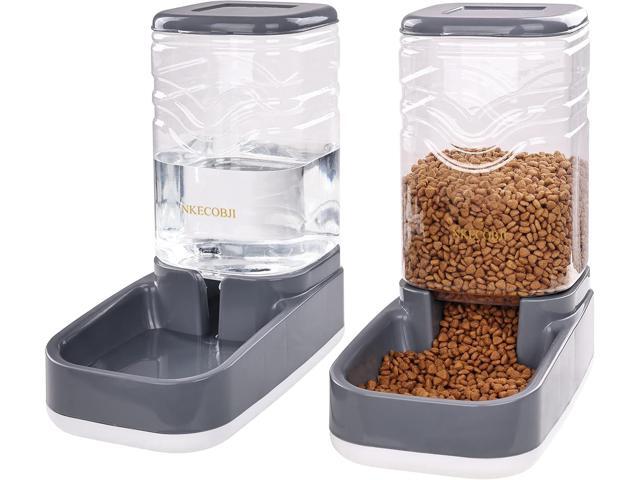 Automatic Pets Feeder and Water Dispenser Set,Gravity Food Feeder and Waterer Set with Pet Food Bowl,Easily Clean Self Feeding for Small Large Pets...