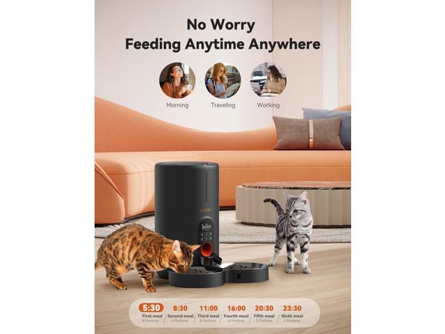Automatic Cat Feeders 2 Cats Timed Cat Feeder with Stainless Steel Bowl, Programmable 1-6 Meals Control, Dual Power Supply, Automatic Pet Feeder...