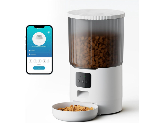 Automatic Cat Feeders, WiFi Timed Cat Feeder with 10s Dining Call, 4L Cat Food Dispenser with Custom Schedule up to 12 Portions 10 Meals Per Day,...