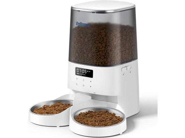 Automatic Cat Feeders, 5L/21Cups Cat Food Dispenser for Two Cats, Timed Cat Feed