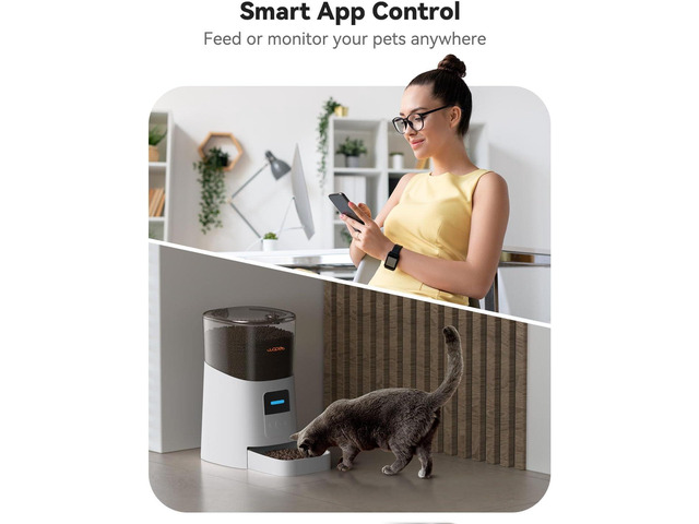 6L Automatic Cat Feeder, WiFi Automatic Dog Feeder with APP Control for Remote Feeding, Automatic Cat Food Dispenser with Low Food Sensor and Voice...