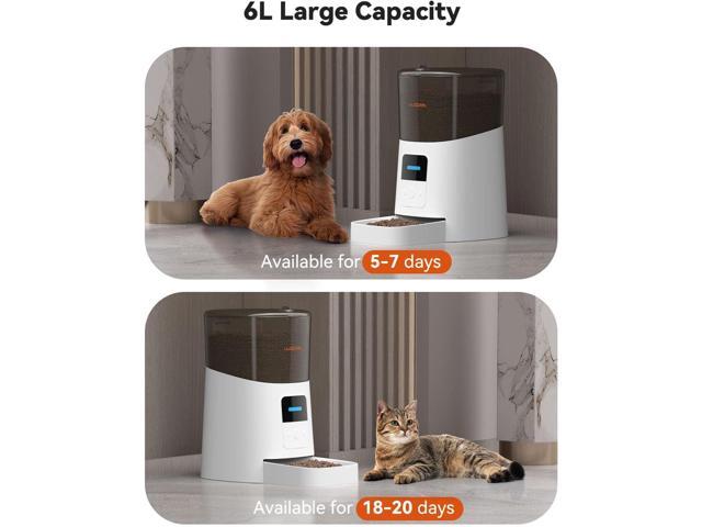 6L Automatic Cat Feeder, WiFi Automatic Dog Feeder with APP Control for Remote Feeding, Automatic Cat Food Dispenser with Low Food Sensor and Voice...