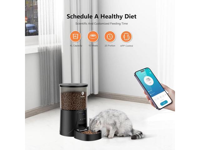 Automatic Cat Feeder WiFi - Automatic Cat Food Dispenser with APP Feeding Control, 4L Auto Pet Feeder for Dry Food, Dual Power Supply, Desiccant Bag