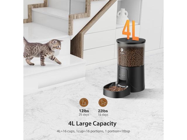Automatic Cat Feeder WiFi - Automatic Cat Food Dispenser with APP Feeding Control, 4L Auto Pet Feeder for Dry Food, Dual Power Supply, Desiccant Bag