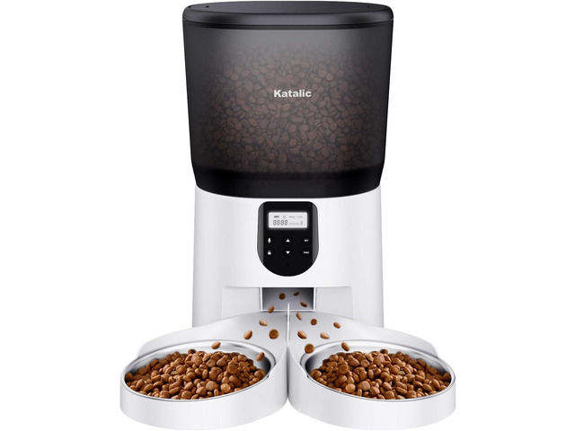 Automatic Cat Feeders for Two Cats, 6L/25.4cup Double Automatic Cat Food Dispens
