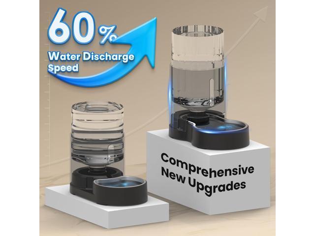 4L Cat Water Dispenser, Automatic Gravity Cat Water Bowl, Visible Window, Safe and Unplugged for Pet Cat Dog (Black, 4L+Stainless Steel Bowl)