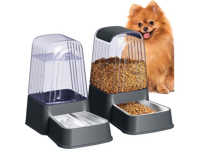 Automatic Dog and Cat Food Feeder and Water Dispenser Set with Stainless Steel Bowls,Gravity Pet Food and Water Feeders,100% BPA-Free,Large...