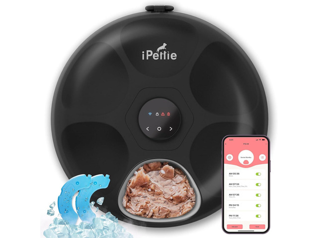 Donut Frost WiFi 6 Meal Automatic Cat Food Dispenser with App Control, Dry & Wet