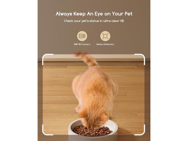 Faroro Automatic Cat Feeder with Camera, 3MP HD Video with Night Vision, 2.4G/5G WiFi Cat Feeder Automatic with APP Control, 2-Way Audio, Low Food...