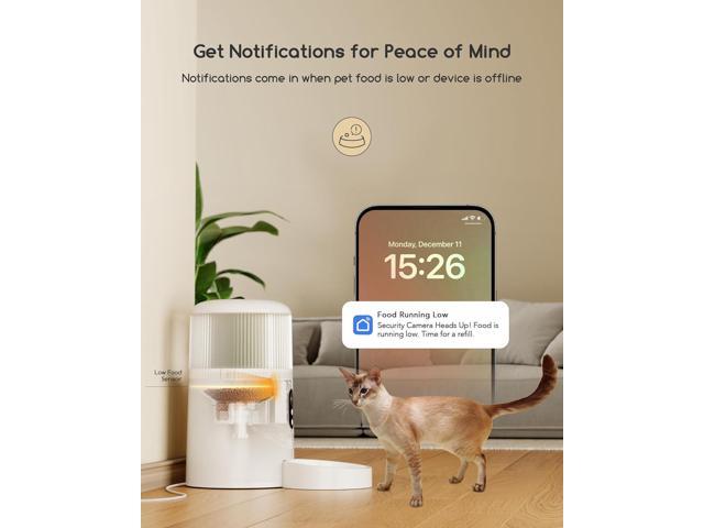 Faroro Automatic Cat Feeder with Camera, 3MP HD Video with Night Vision, 2.4G/5G WiFi Cat Feeder Automatic with APP Control, 2-Way Audio, Low Food...