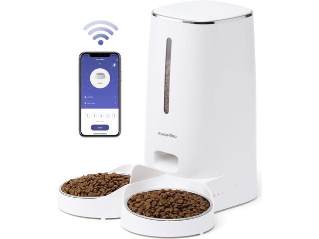 Automatic Cat Feeder, 4L Dog Feeders with Double Bowls, Support DIY Meals and Timed Control WiFi Cat Food Dispenser, Suit for Most Cat and Dog Food