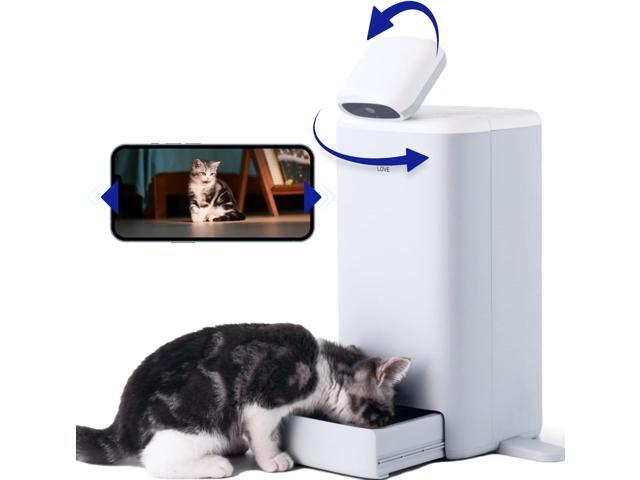 Automatic Cat Feeder, 360Â° Pet Camera 2K HD Monitor with Night Vision, 5G/2.4G Pet Feeder with 2-Way Audio, Low Food Alert & Blockage Sensor, Laser Toy
