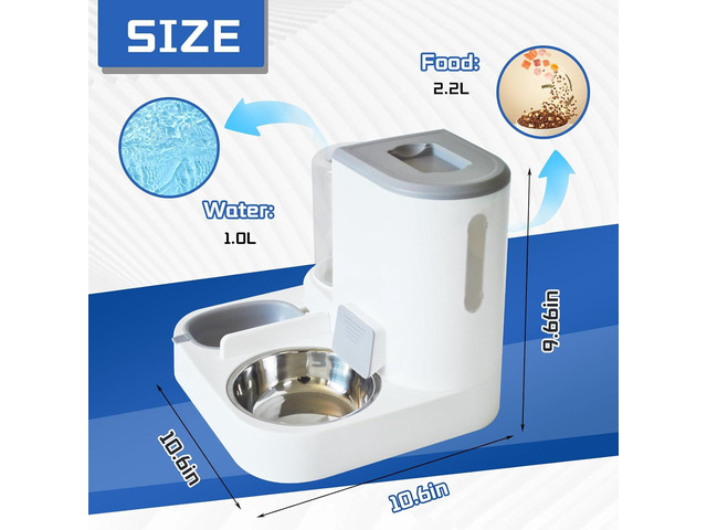 Automatic Cat Food and Water Dispenser Set 2 in 1, All-in-One Gravity Pet Feeder with Stainless Steel Cat Food Bowl Travel Auto Supply Feeder and...