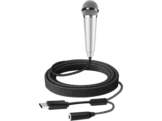 USB C Mini Microphone Karaoke, Portable ASMR Microphone for Android Phone/iPhone