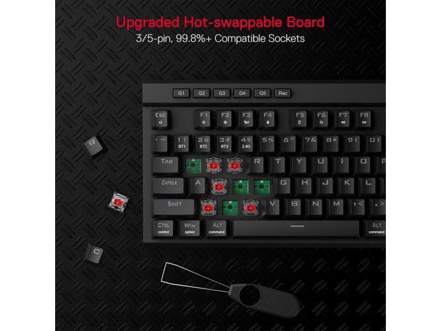 K580 PRO Wireless RGB Gaming Keyboard, 3-Modes 104 Keys Mechanical Keyboard w/Hot-Swap Socket, Dedicated Media Controls & Onboard Macro Recording,...