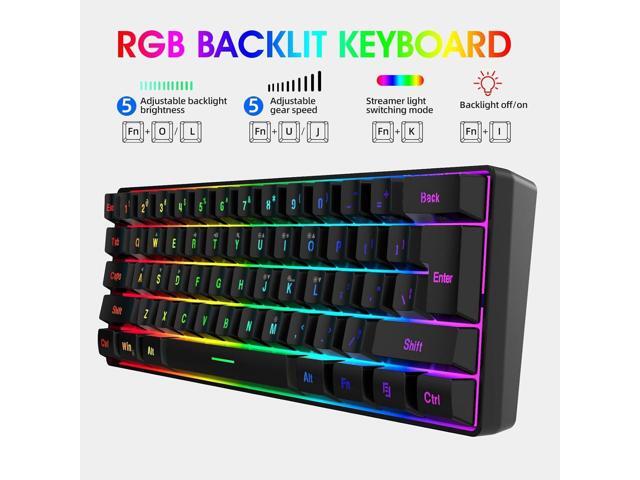 60% Wired Gaming Keyboard, RGB Backlit Ultra-Compact Mini Keyboard, Waterproof Small Compact 61 Keys Keyboard for PC/Mac Gamer, Typist, Travel,...
