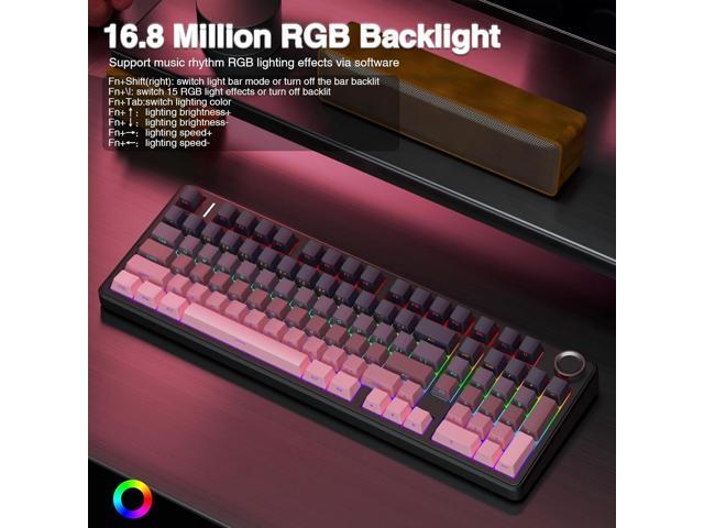 AULA F99 Pro Wireless Mechanical Keyboard with Knob,Tri-Mode BT5.0/USB-C/2.4GHz Hot Swappable Keyboard,Pre-lubed Switches,Gasket Structure,RGB...