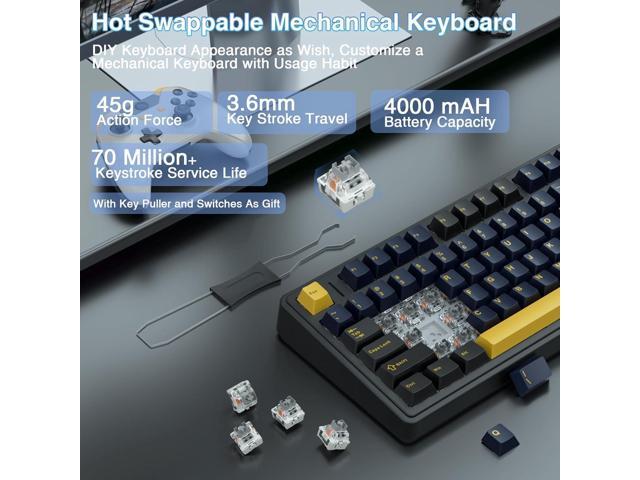 AULA F75 75% Wireless Mechanical Keyboard,Gasket Hot Swappable Custom Keyboard,Pre-lubed Greywood Switches RGB Backlit Gaming...