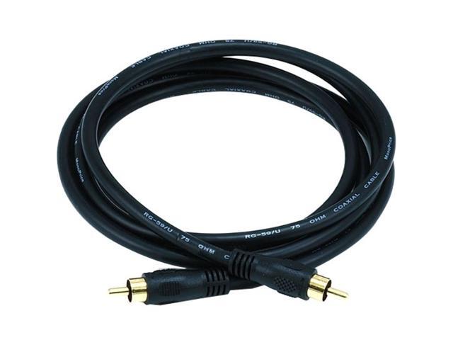 Monoprice Audio/Video Coaxial Cable - 6 Feet - Black RCA Male/Male RG-59U 75ohm (for S/PDIF Digital Coax Subwoofer & Composite Video)