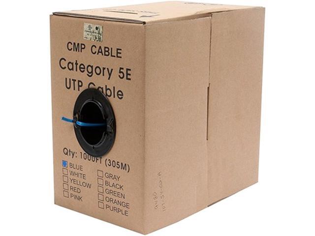 Monoprice Cat5e Ethernet Bulk Cable - 1000 Feet - Blue Network Internet Cord - Solid, 350Mhz, UTP, CMP, Plenum, Pure Bare Copper Wire, 24AWG, No...